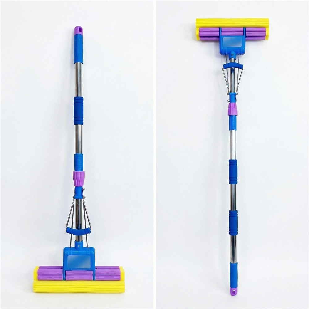 Sponge Mop with Extendable Stainless Steel Handle Absorbent for Bathroom Kitchen