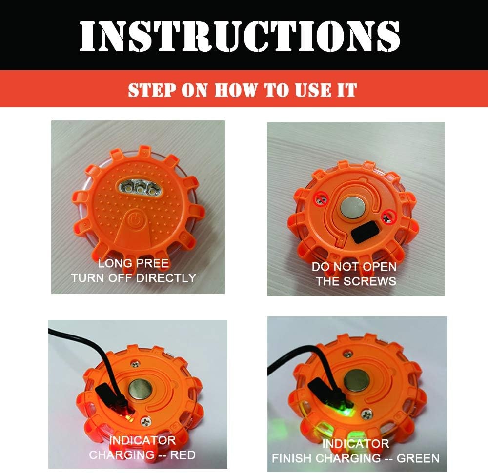 USB Rechargeable LED Road Flares Emergency Lights-Roadside Warning ...