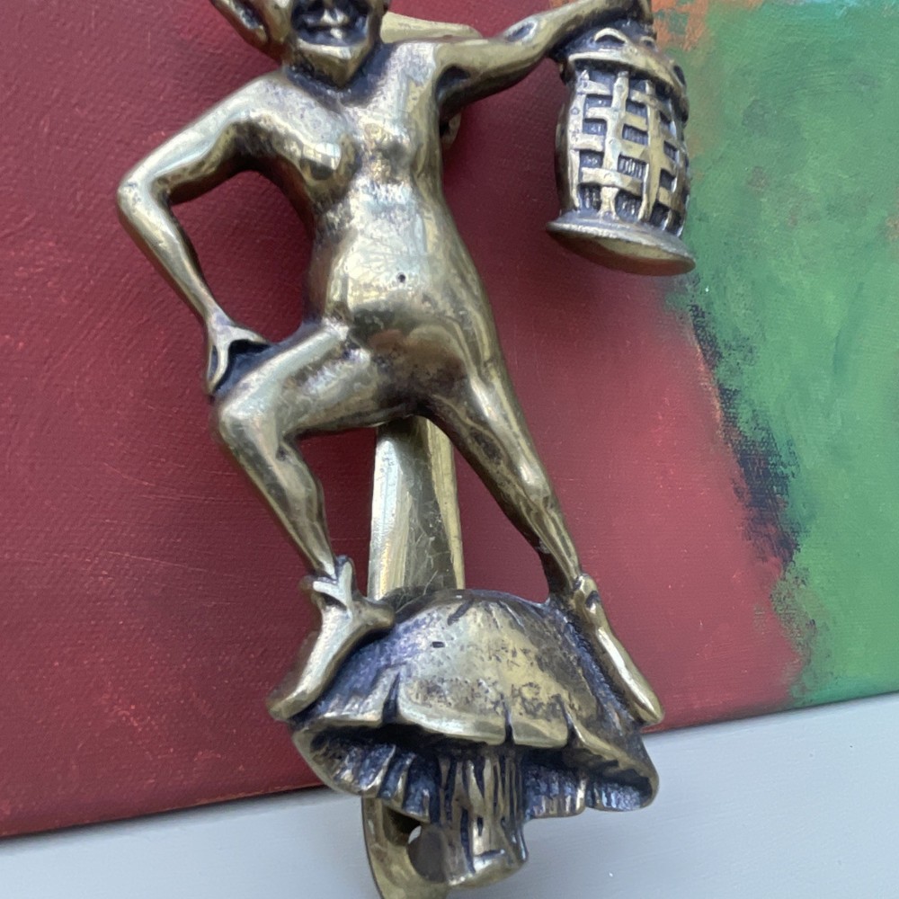 Vintage Brass Door Knocker Pixie Cornish Goblin Collectable 15cm x 10cm