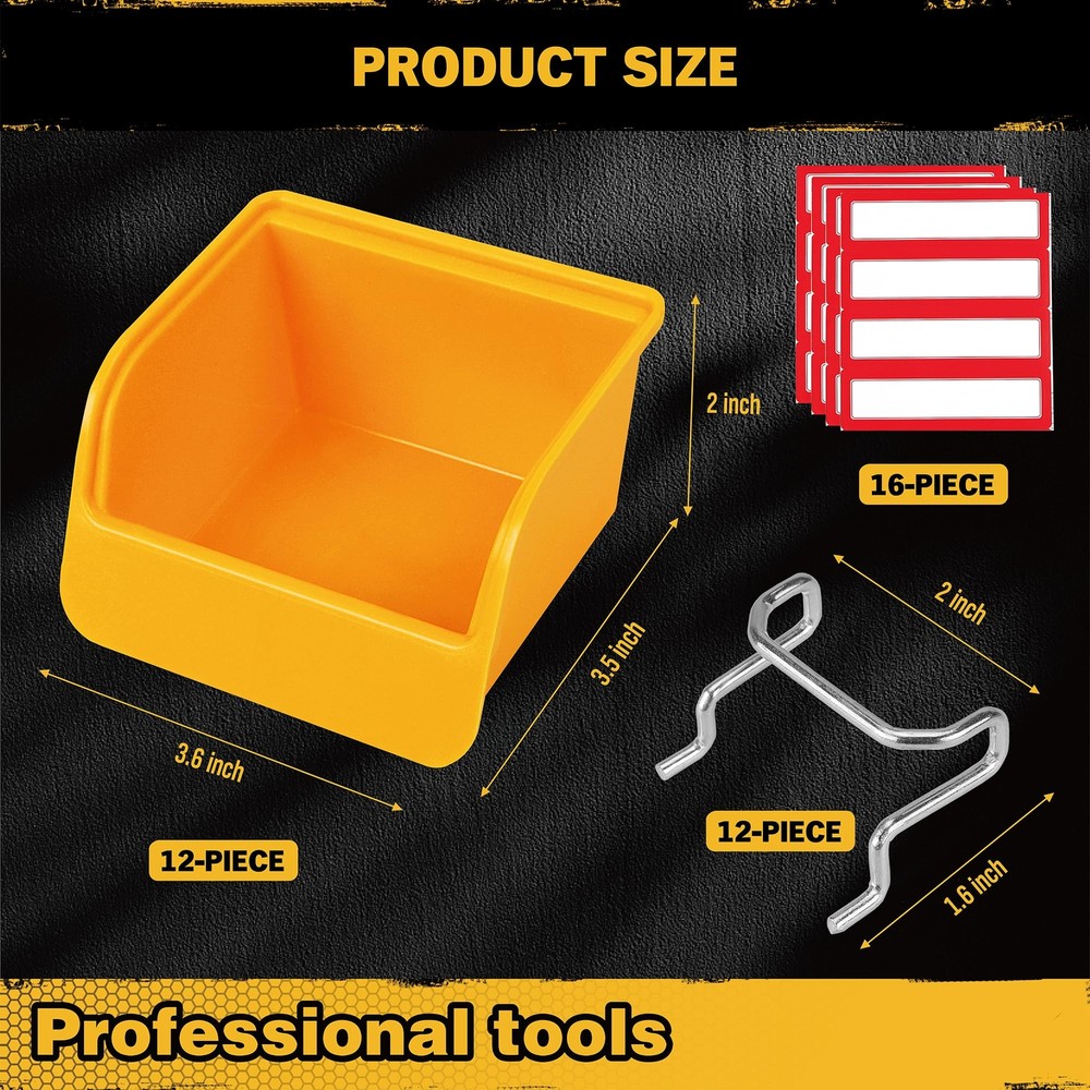 12 Pack Pegboard Bins Kit Storage Tool Workbench Bins Hardware Organizer