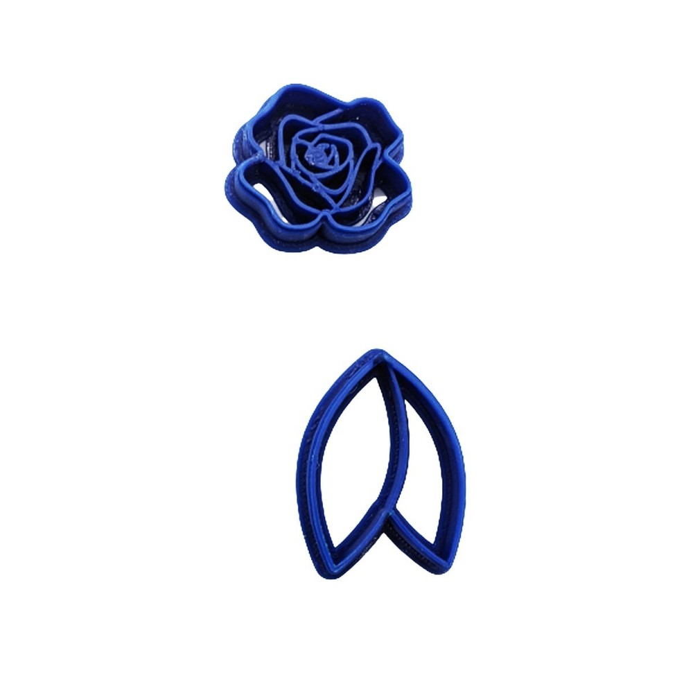 Rose and Leaf, Unique Polymer Clay Earring Cutter Set