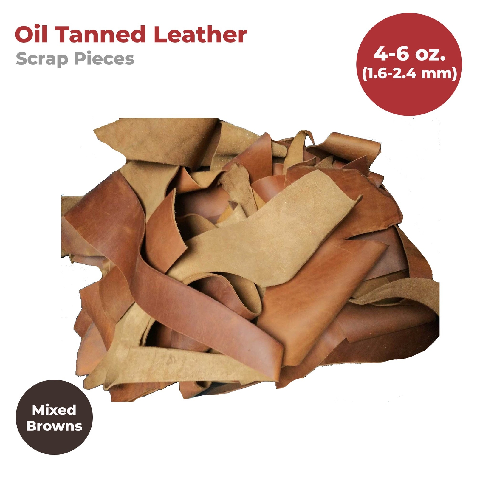 ELW Vegetable & OilTanned Leather Scraps 2-15 oz (1.4-6mm) 1-30 lb Sizes