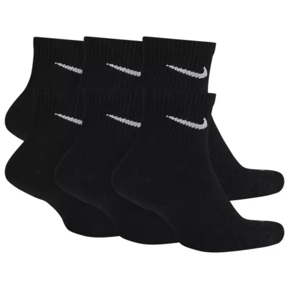 Nike Everyday Plus Cushion Ankle Drifit UNISEX Socks, LARGE- Black- 6 Pair