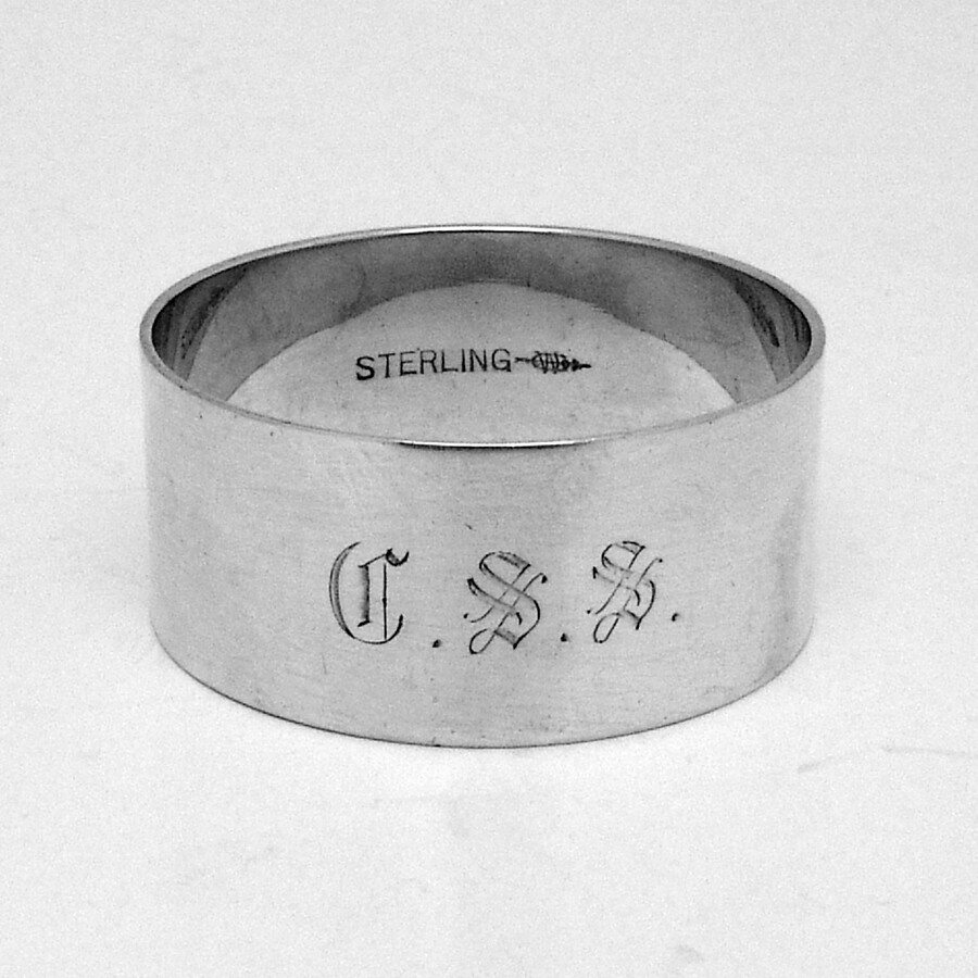 Plain Napkin Ring Webster Sterling Silver Mono CSS