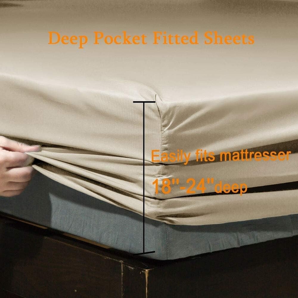 Super Soft Microfiber Bed Sheet Set - Wrinkle-Resistant, Deep Pocket, King Size