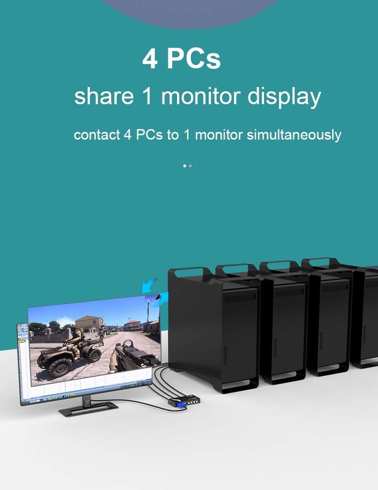 MT-VIKI 4 Port VGA Switch Video Selector Switcher Box (4 Input 1 Output)