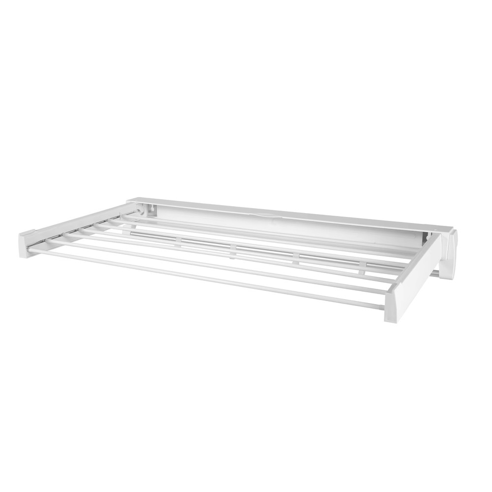 Wall Mount Retractable Clothes Drying Rack Foldable Aluminum Hanging Rods ABS Fr