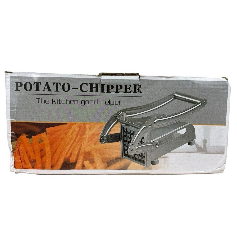 Metal Potato Chipper Push Function Cutter MD-808 Silver Dishwasher Safe