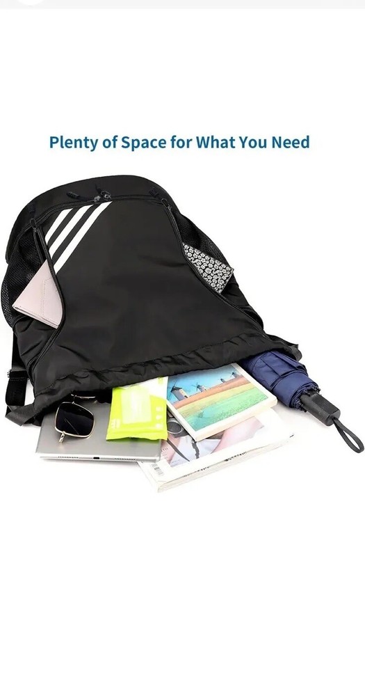 Oziral Drawstring Backpack Water Resistant String Bag Gym Sports with Black