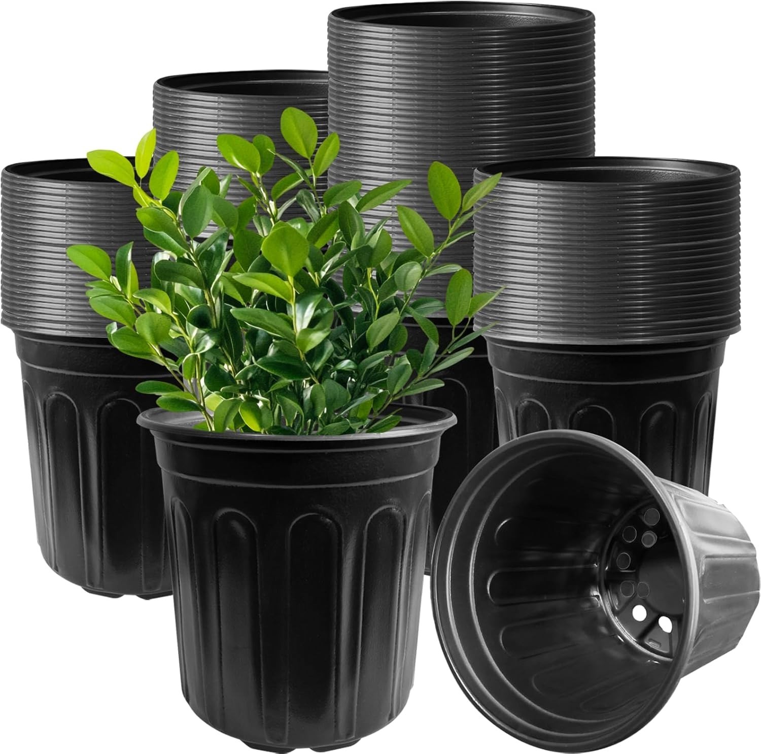 60 Pack 1 Gallon Flexible Plant Nursery Pots Black Plastic Plant Pots with Holes