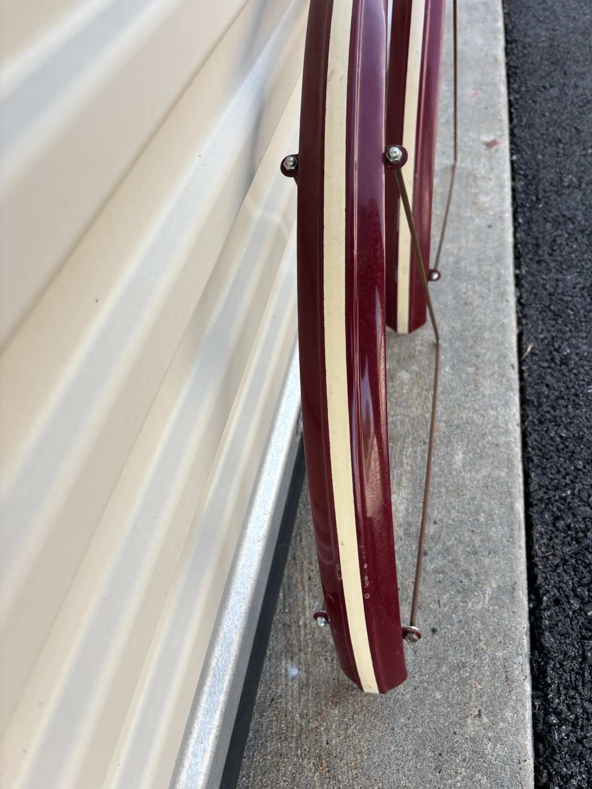 ANTIQUE 1900'S CIRCA 28" REPAINTED MOTORBIKE FRONT AND REAR FENDER SET