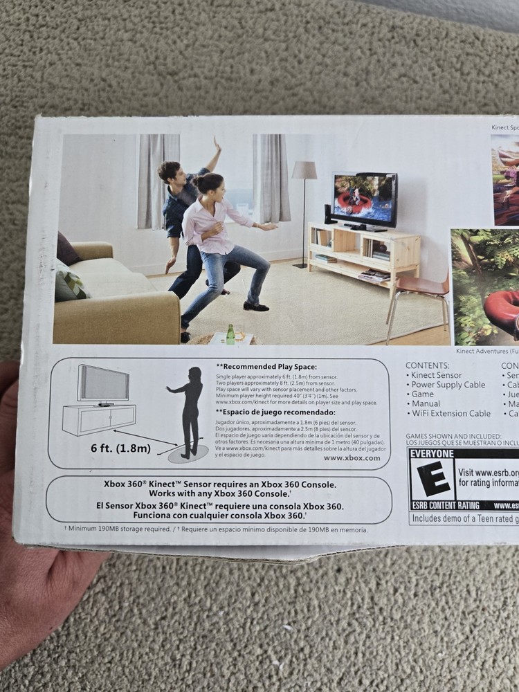 Microsoft Xbox 360 Kinect Connect Black Sensor Bar Open Box W/ Kinect Adventures