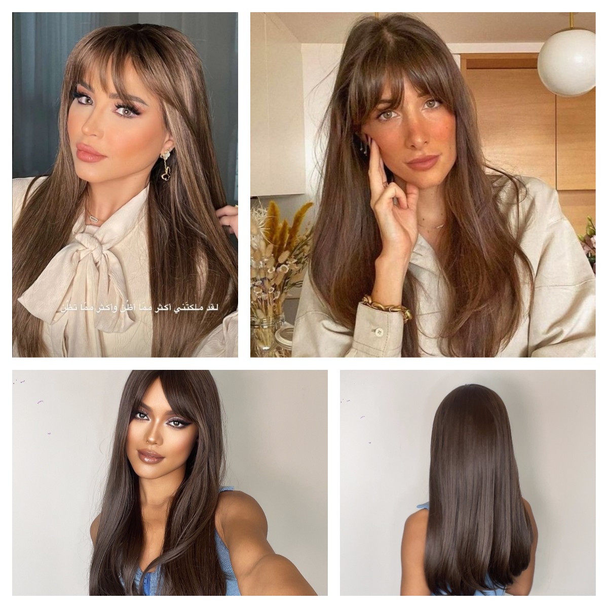 Heat Resistant Synthetic Hair Costume Wig With Bangs Choc Brown Long Straight