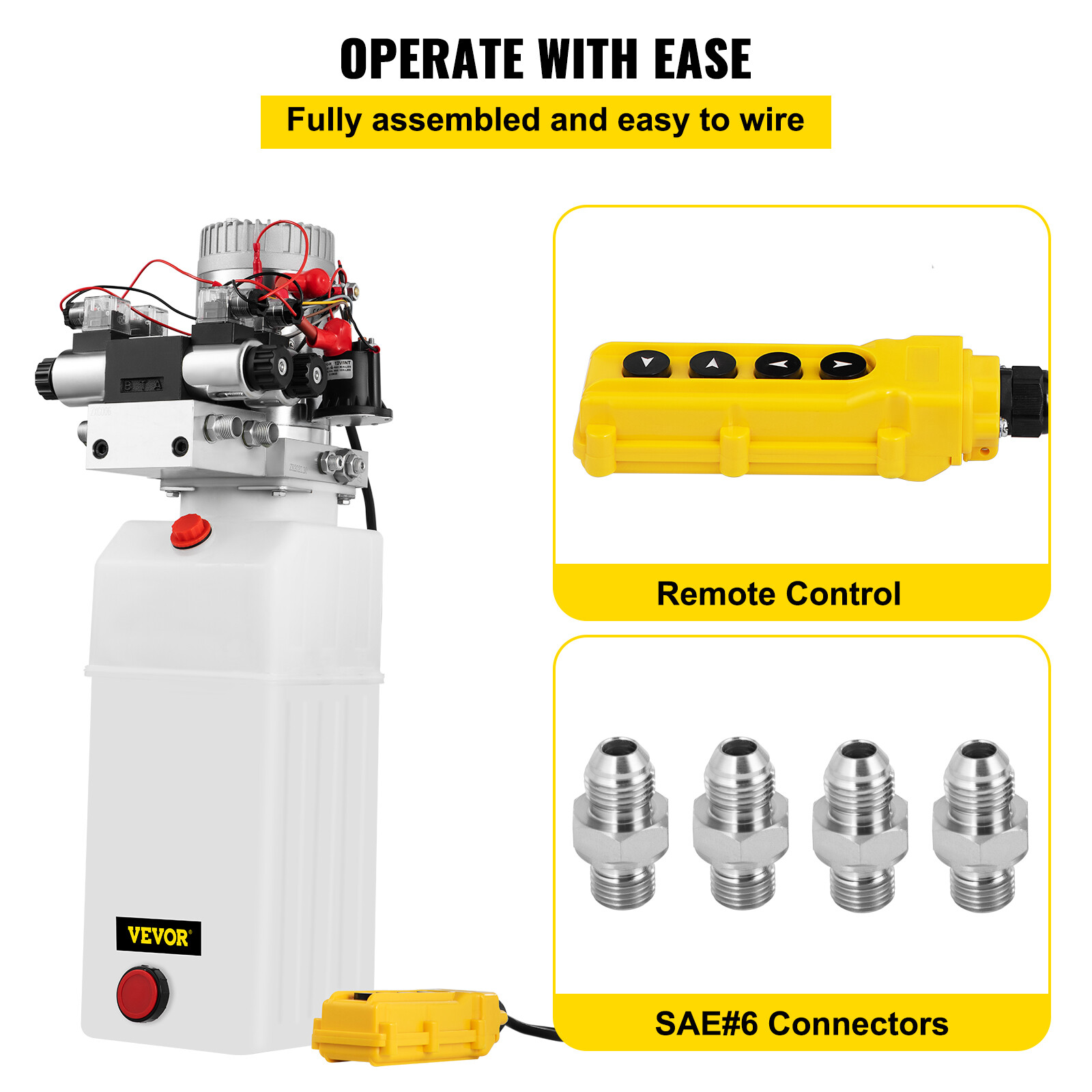 VEVOR 12V DC Double Acting Double Solenoid Hydraulic Power Pack 8L Tank ZZ004235