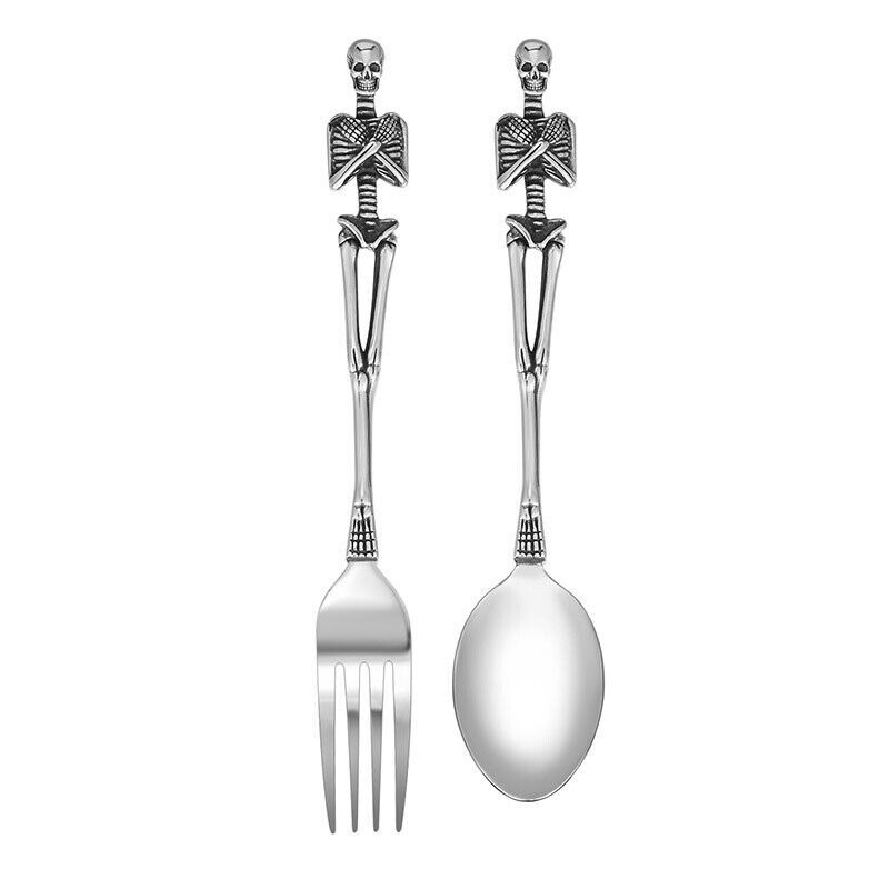 Stainless Mermaid Angel Skull Skeleton Spoon Fork Dinnerware Set Tableware Gift