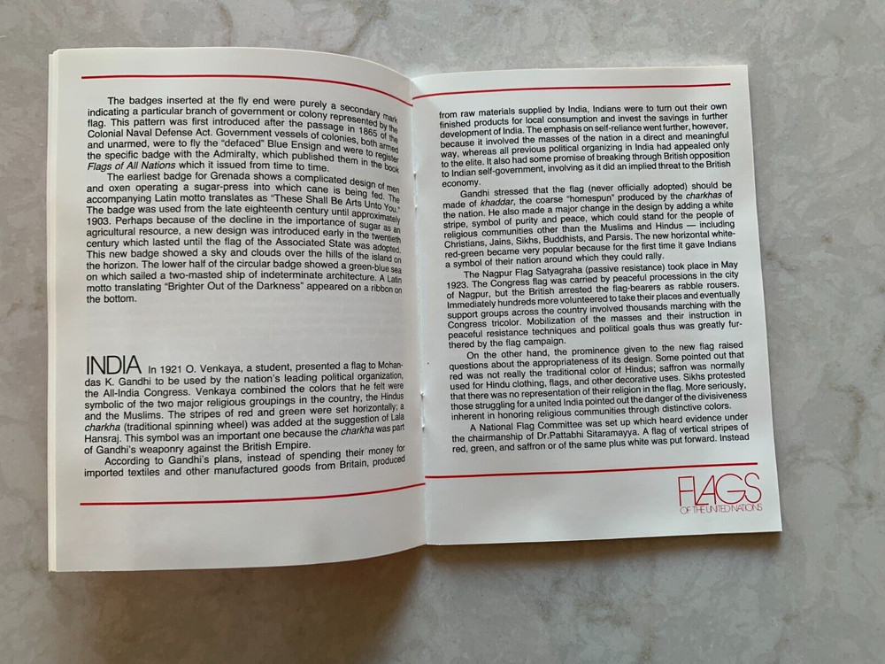 Flags of the United Nations booklet (no stamps), 1985, by Fleetwood