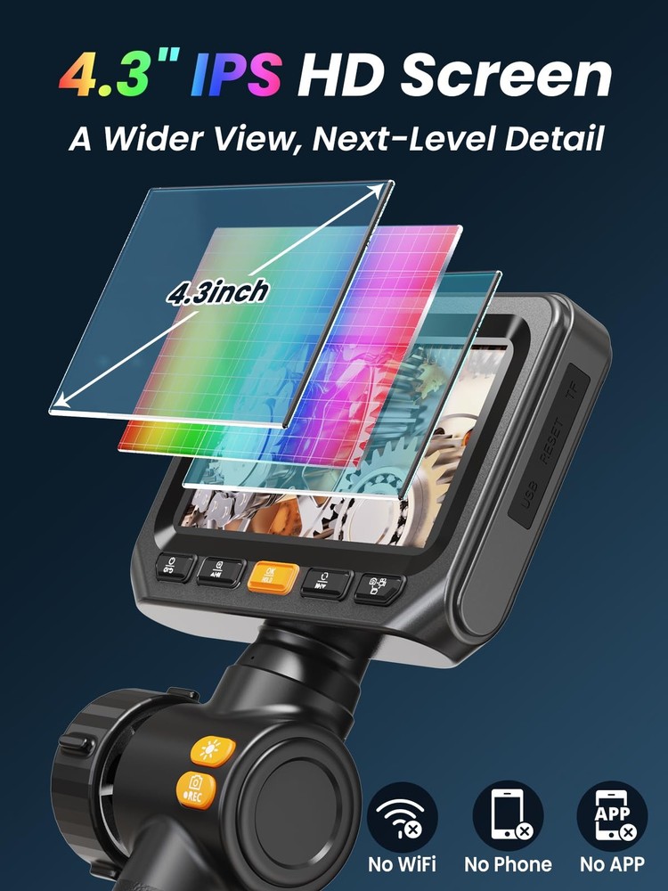 Acoath Two-Way Articulating Borescope, Endoscope Camera with Light, Dual-Lens...