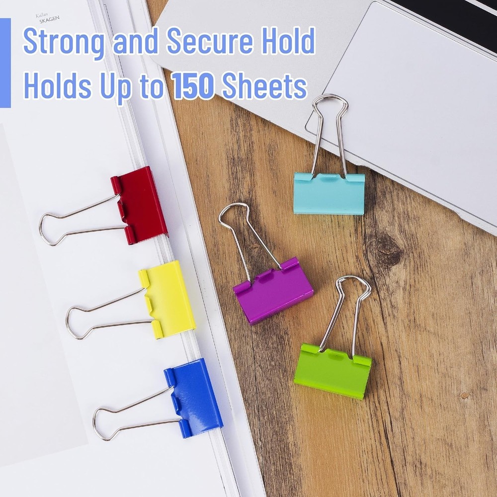 Colored Binder Clips, 1.25 inch, 25 Pack, Medium, Color Binder Clips Medium S...