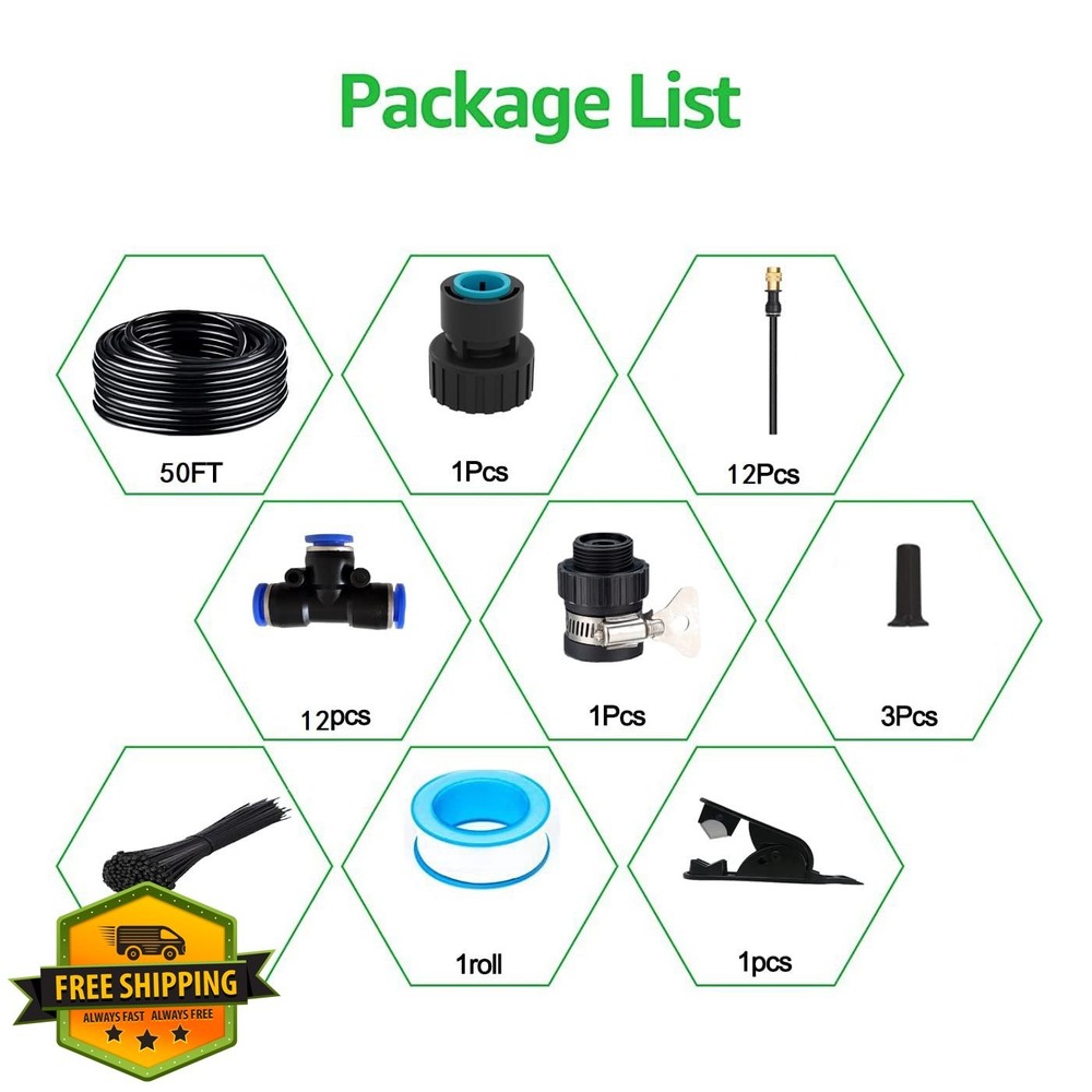 Drip Irrigation Kit Quick Connector Copper Nozzle Automatic System