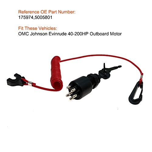 Ignition Switch with Key for OMC Johnson Evinrude 40-200HP Outboard Motor