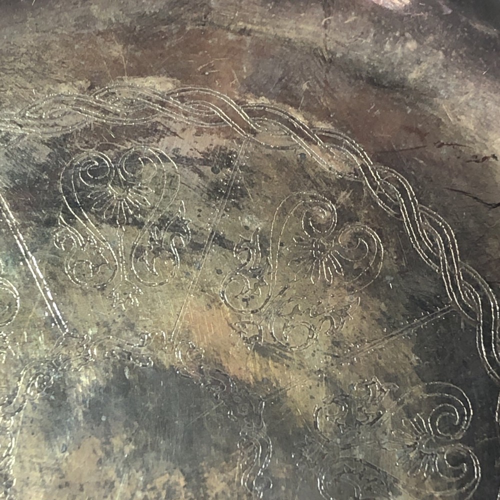 Vintage Silver Plated Trinket Dish Nut Candy Dish 4.25" Diameter Decorative Etch