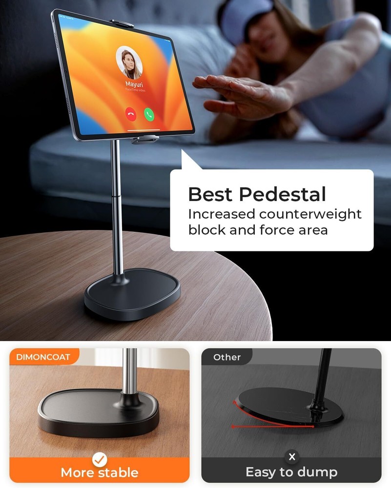 Height Adjustable Tablet Stand for Desk, Tablet Holder 360° Rotation