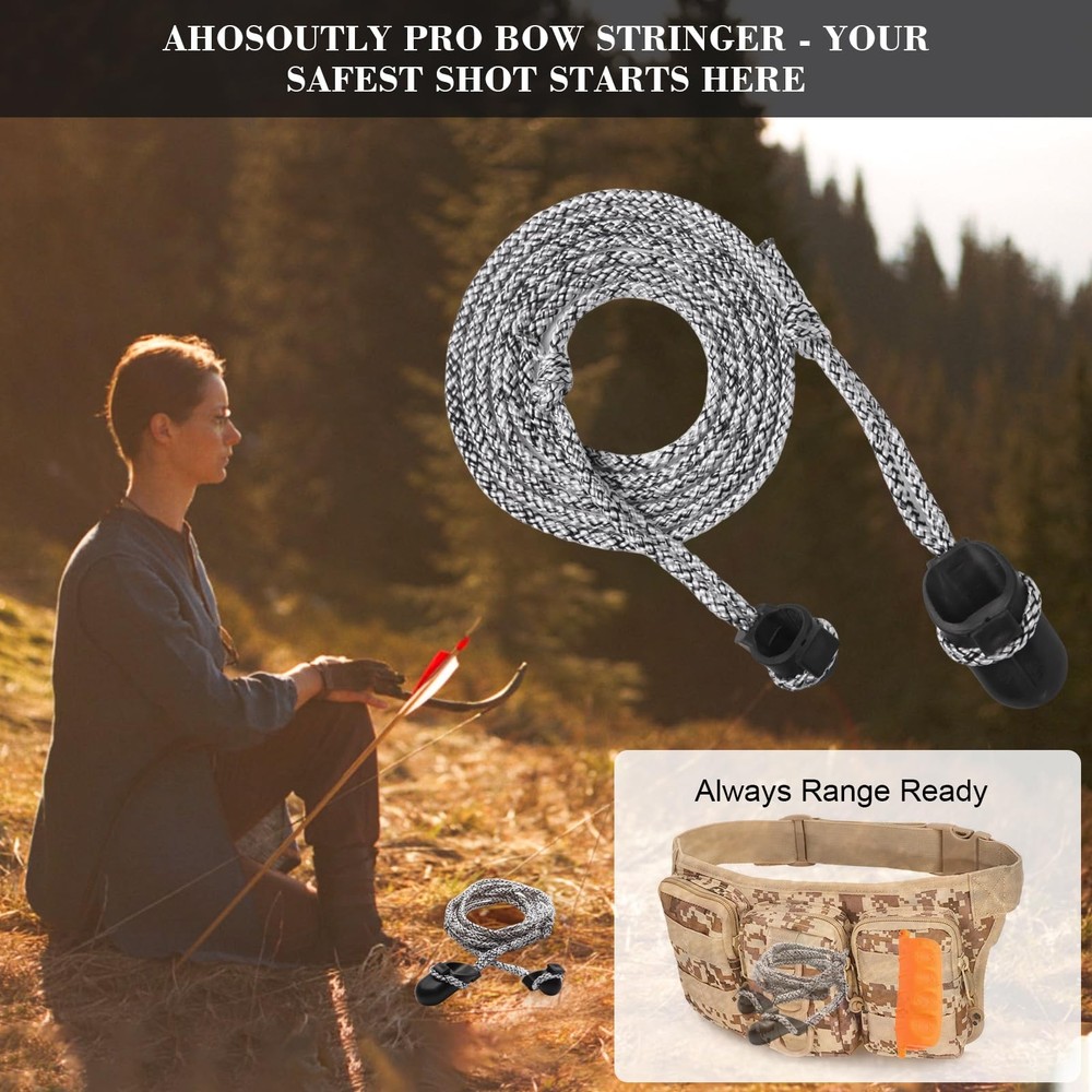 AHOSOUTLY Archery Bow Stringer Tool for Recurve Bow& Longbow- Black