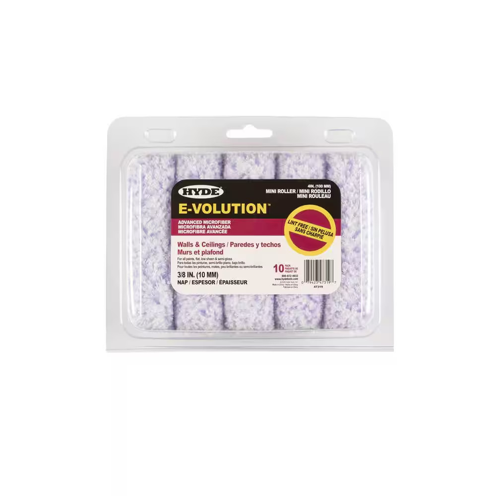 4 In. X 3/8 In. Nap E-Volution Mini Microfiber Fabric Roller Cover (10-Pack)