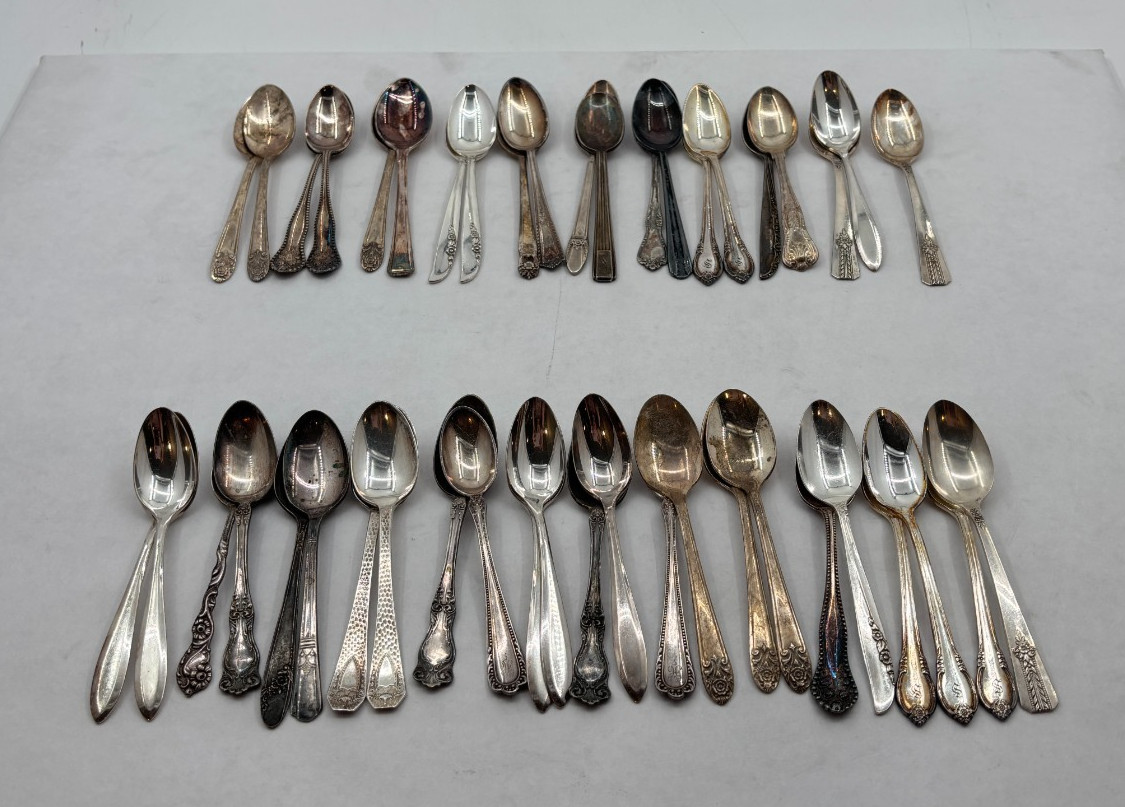Lot of 45 Assorted Vintage Silverplate Demitasse Spoons - Lot#312