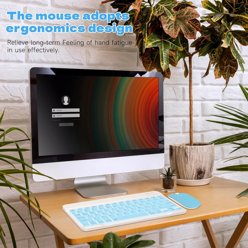 Ultra-Slim Bluetooth Keyboard and Mouse Combo Rechargeable Portable Wireless ...