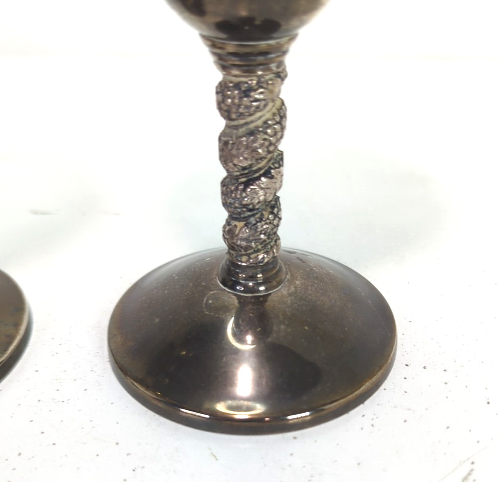 Vintage 6 Silver Plated Roma S.L. Spain Madrid 7-1/8” Height Wine Goblets Used