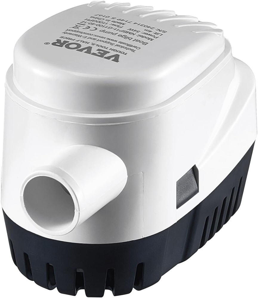 Bilge Pump, 1100GPH 12V Automatic Submersible with Float Switch for Boats/Pools