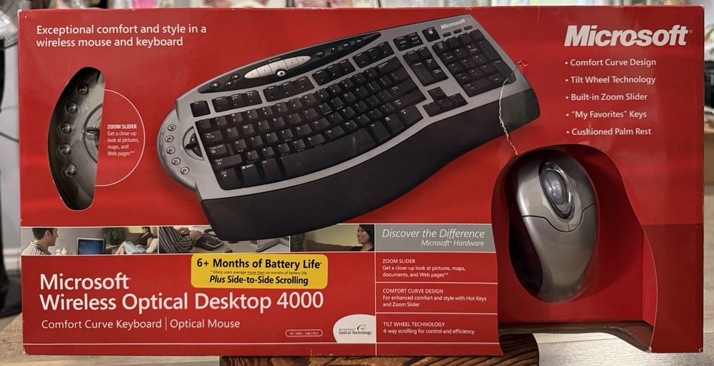 Microsoft Wireless Optical Desktop 4000 Keyboard Mouse NEW Sealed