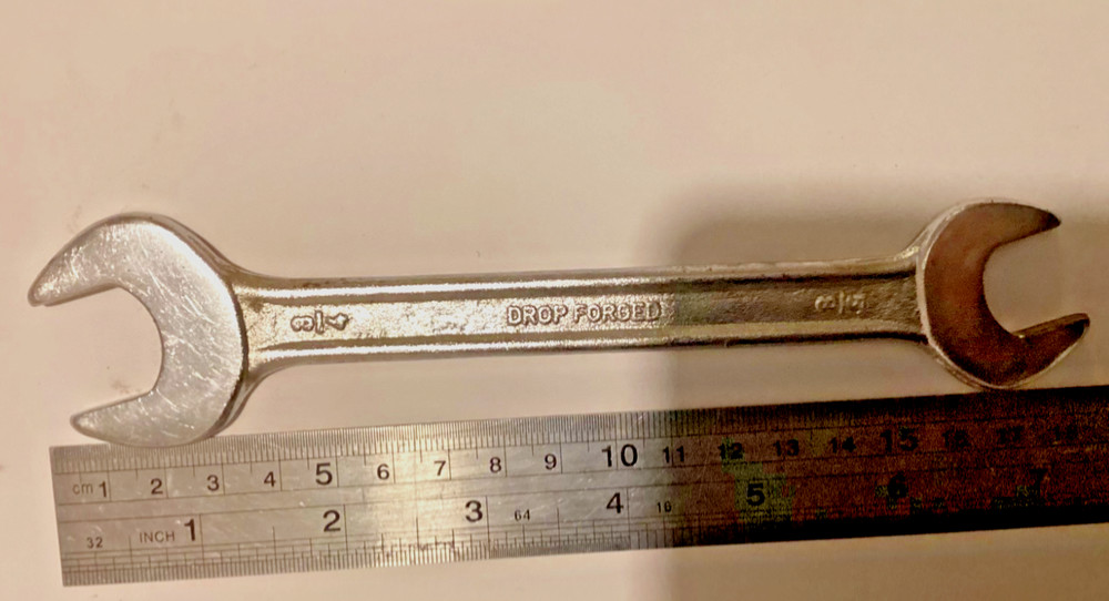Drop forged, double open end spanner, size 3/4  5/8