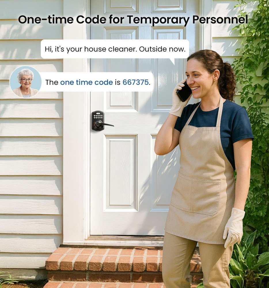 Veise Keypad Door Lock with Handle, Keyless Entry for Front Matte Black