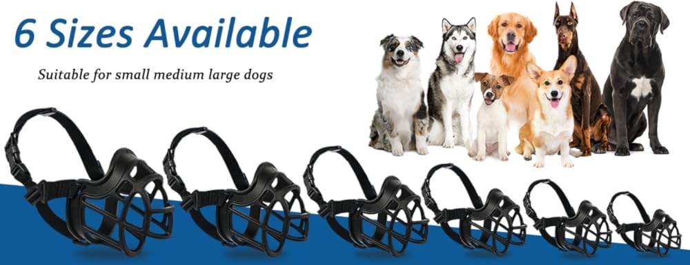 BARKL Dog Muzzle, Basket Muzzle Anti Biting Chewing, Sturdy Lightweight