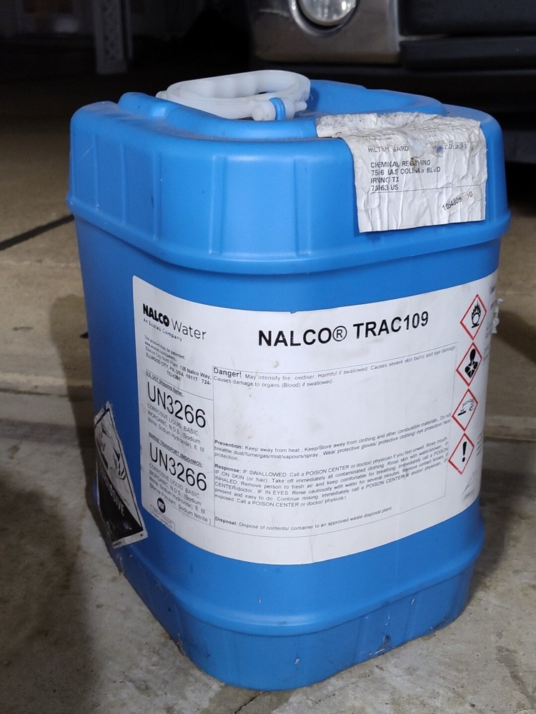 trasar track 109/un3266, large plastic container, water treatment closed loop