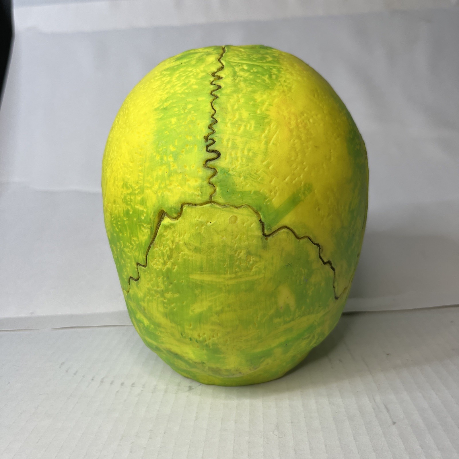 Rare Vintage Easter Unlimited Foam Skull Heads Halloween Prop Neon Green Yellow