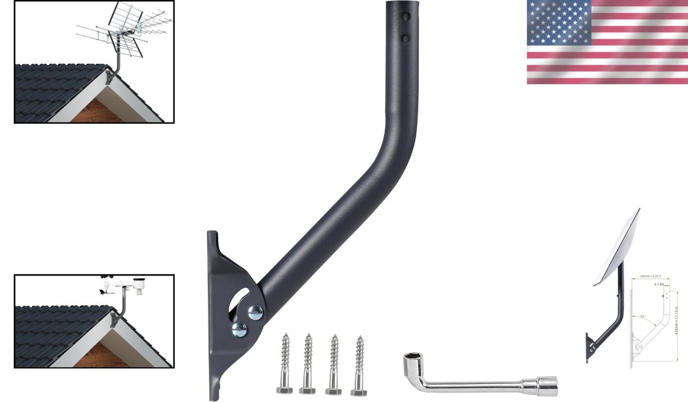 Durable 17-Inch Antenna Mount Pole with Rotating Bracket & Installation Kit