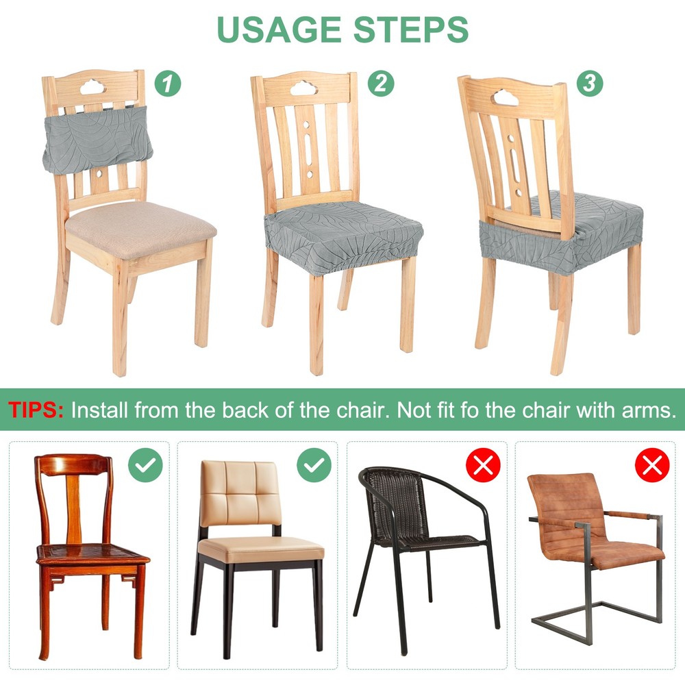 2-Pack Dining Seat Chair Covers, Chairs Slipcovers Protector [Light Gray]