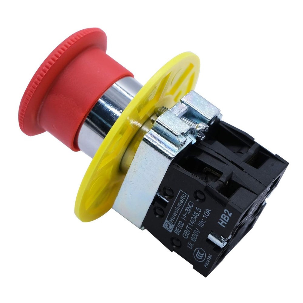 mxuteuk 2NC 22mm Emergency Stop Push Button Switch Red Mushroom 2 NC