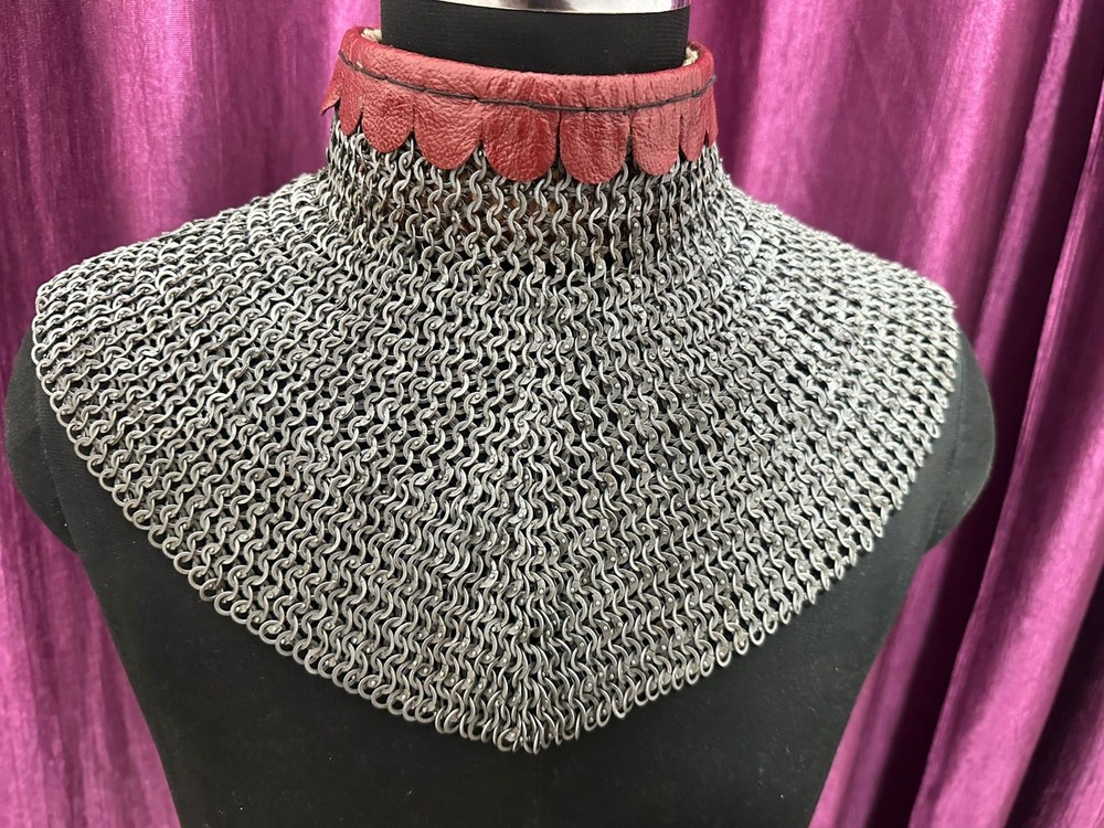 Medieval 9 MM 18 Gauge Chainmail Riveted Gorget |