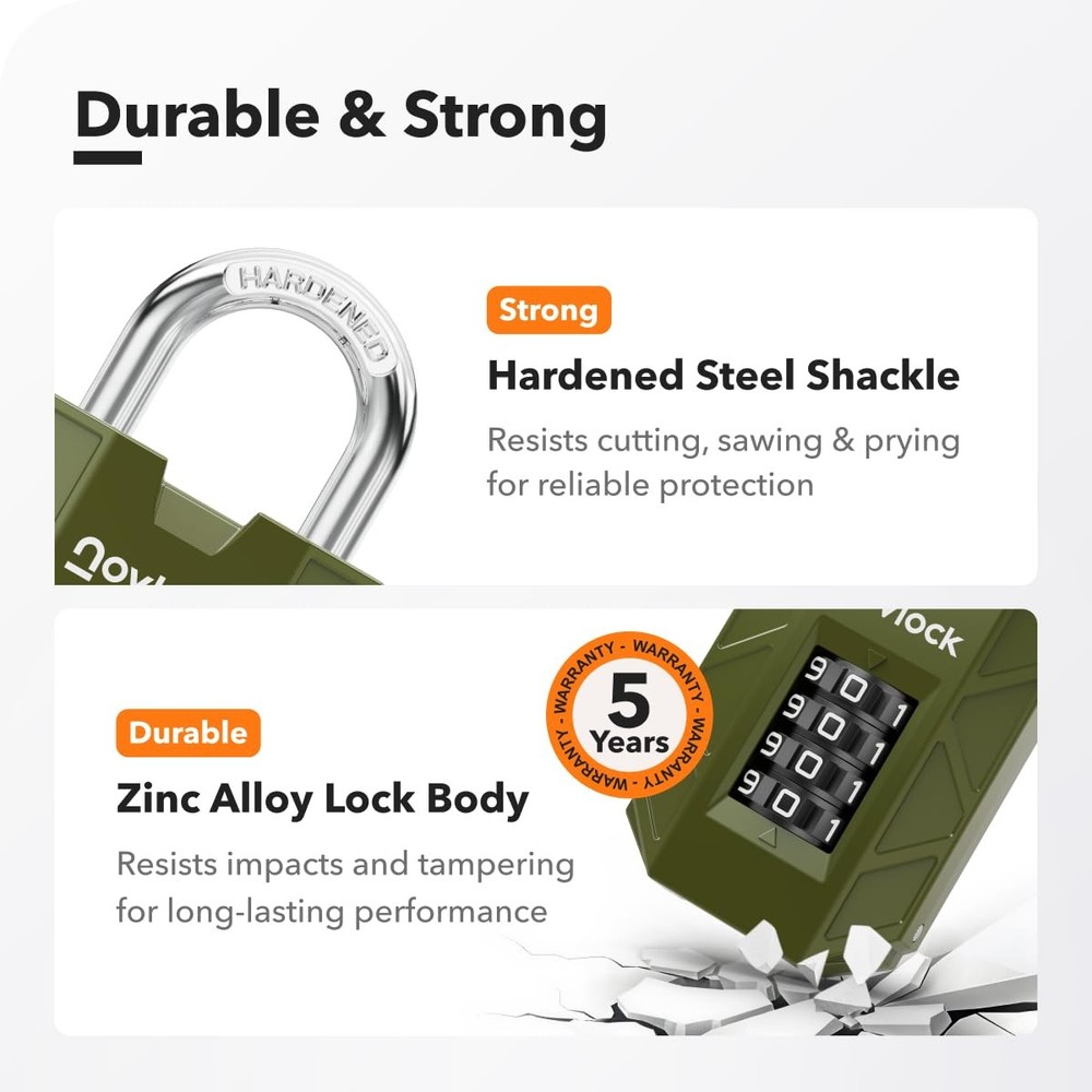 Combination Lock for Locker, 4-Digit Padlock with Code for Gym, School, Home ...