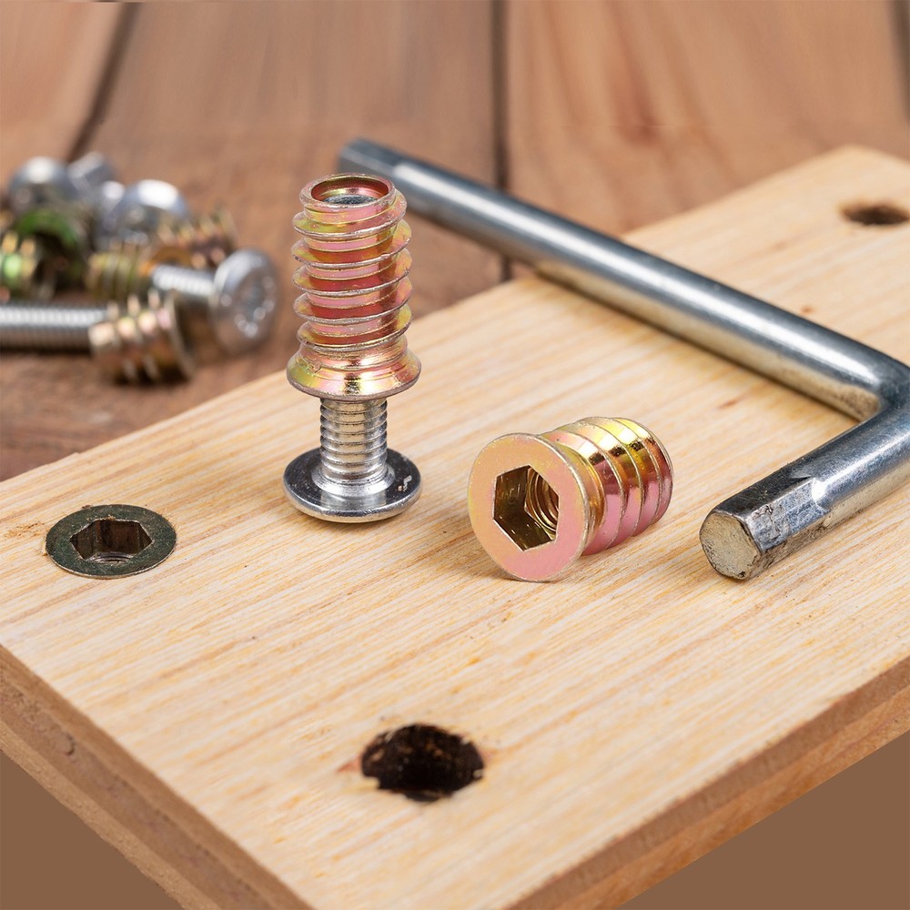 8Pcs Threaded Inserts Nuts, M4x10mm Hex Socket Drive Nut Inserts for Wood