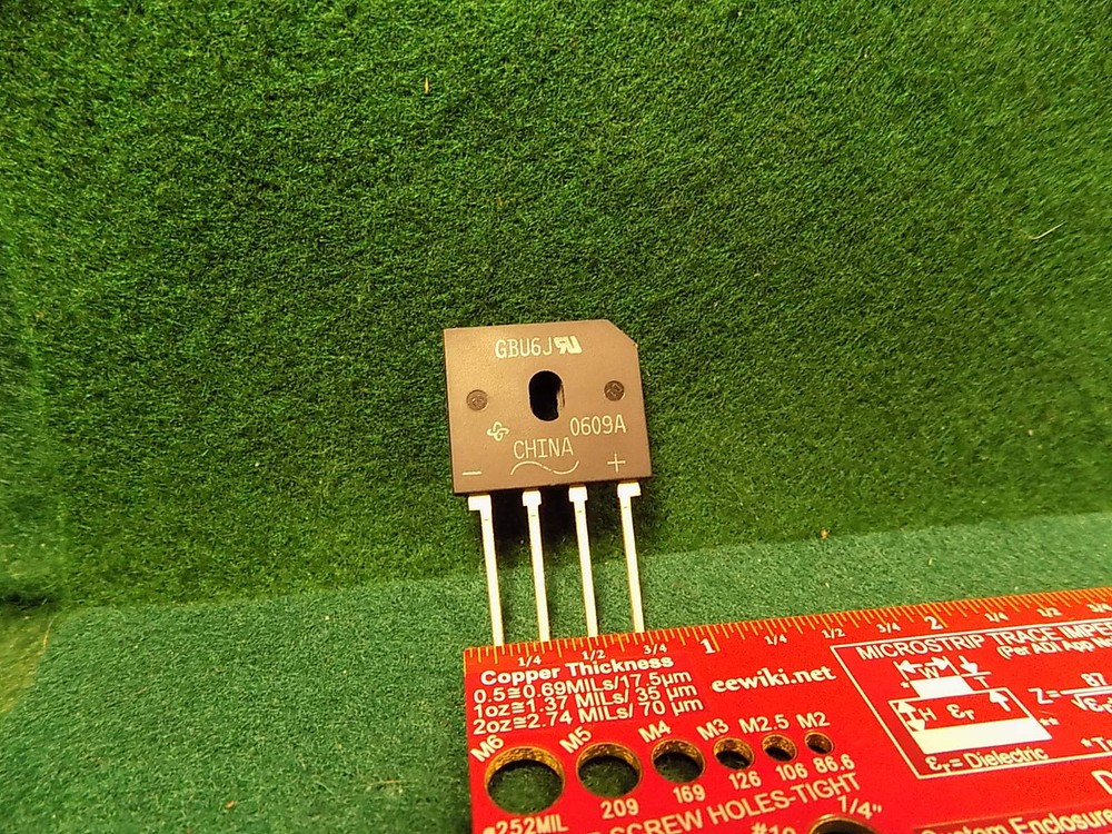 (1) GBU6J 600 VDC 6 Amp Bridge Rectifier Assembly NEW