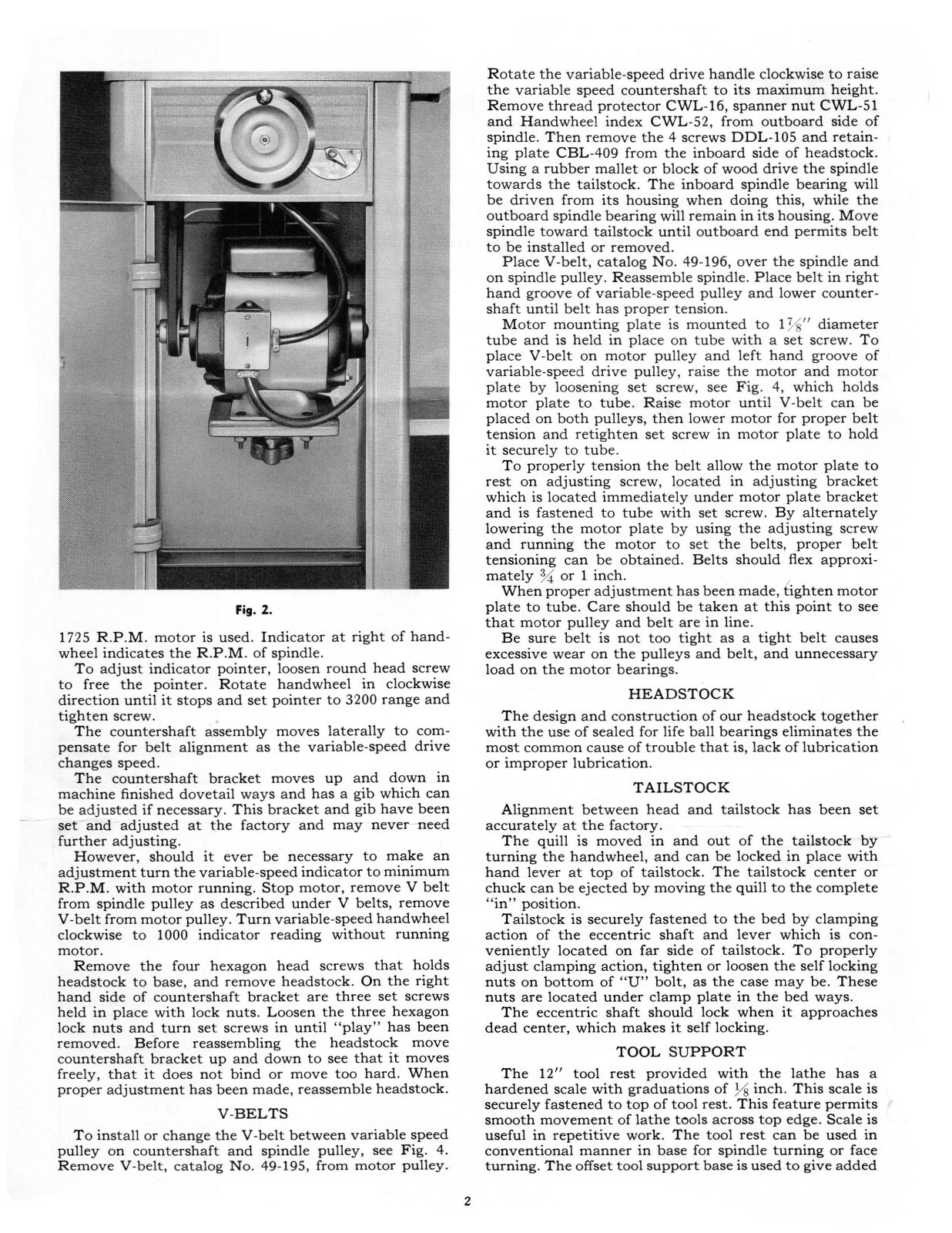 Delta 12" Variable Speed Wood Lathe Operating, Maint & Parts List Manual #1960