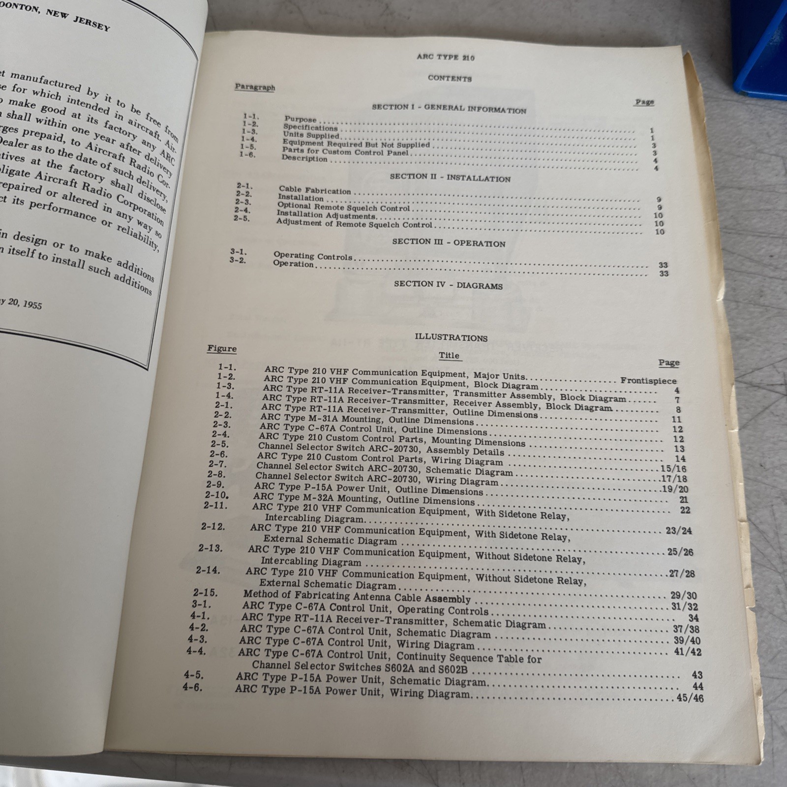 Aircraft Radio Corp. Pre Instruc. for ARC Type 210 VHF Com. Equipment 1958
