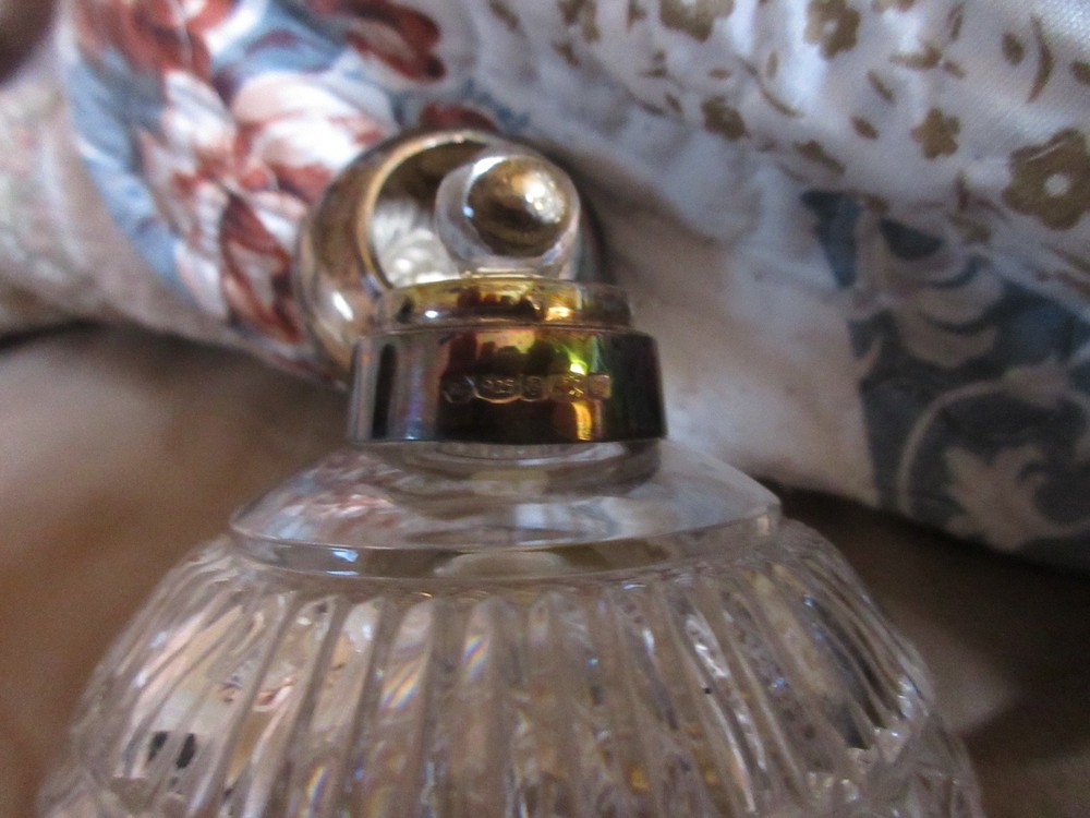 CARRS 3 PIECES PERFUME SET .SOLID STERLING SILVER AND CRYSTAL VINTAGE..