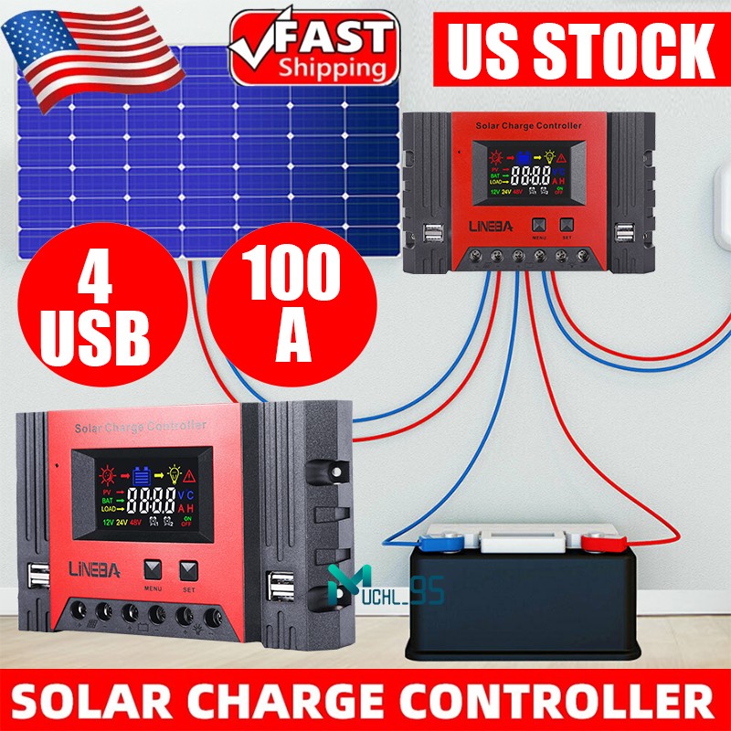 Upgrade 5200W 100A 12V/24V/36V/48V Solar Charge Controller PV Charger Controller