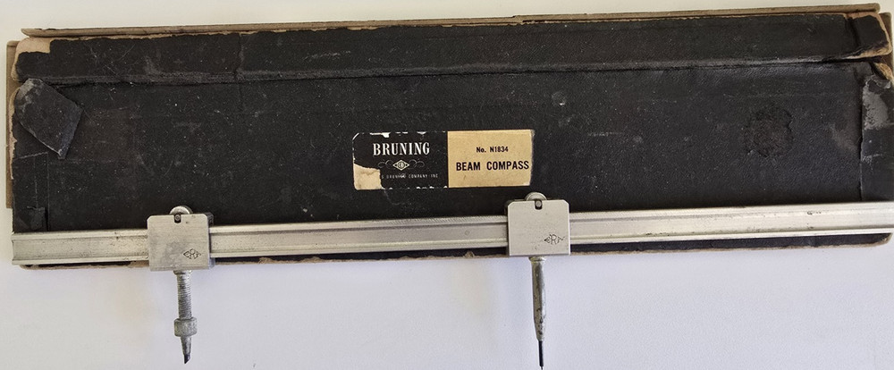 Bruning Beam Compass Antique w/ Original Box Great Drafting History!!